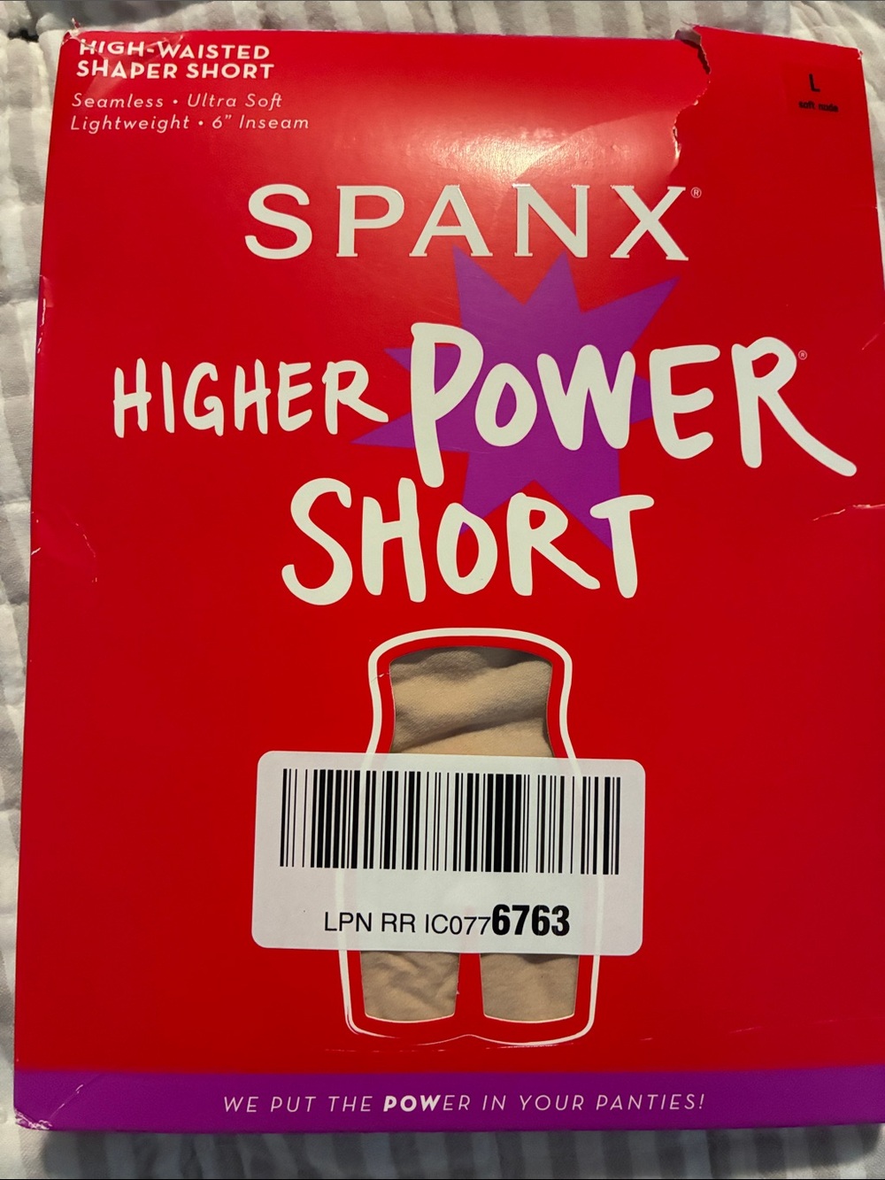 Spanx Higher Power Mid-Thigh 6" Shaping Shorts Sz Large Lightweight Soft Nude